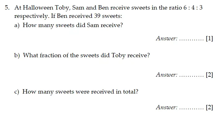 Question 5(a,b,c) - Sevenoaks School – Year 9 Maths Sample Paper 2011