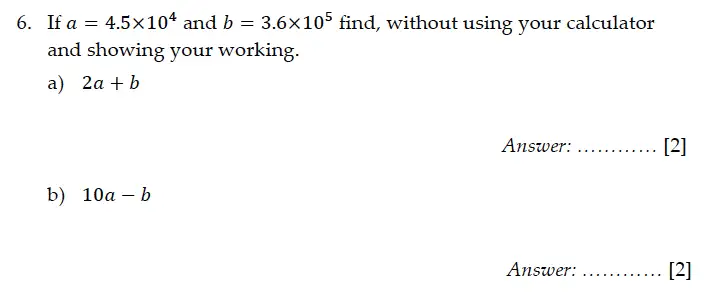 Question 6(a,b) - Sevenoaks School – Year 9 Maths Sample Paper 2011