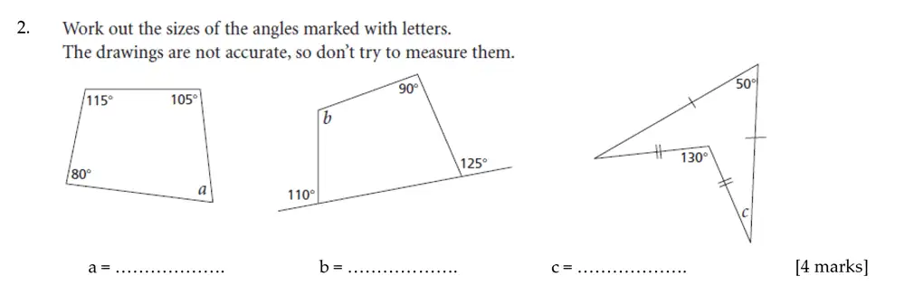 Question 2(a,b,c) - Sevenoaks School – Year 9 Maths Sample Paper 2012
