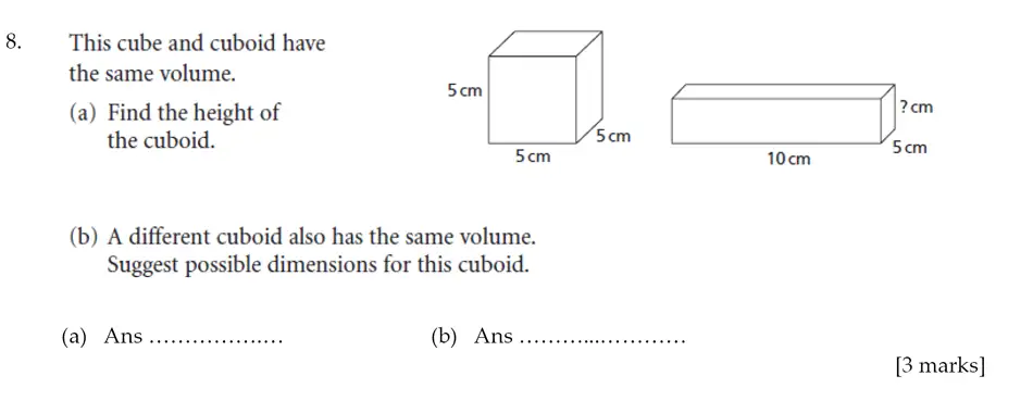 Question 8(a,b) - Sevenoaks School – Year 9 Maths Sample Paper 2012