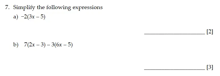 Question 7(a,b) - Sevenoaks School – Year 9 Maths Sample Paper 2013