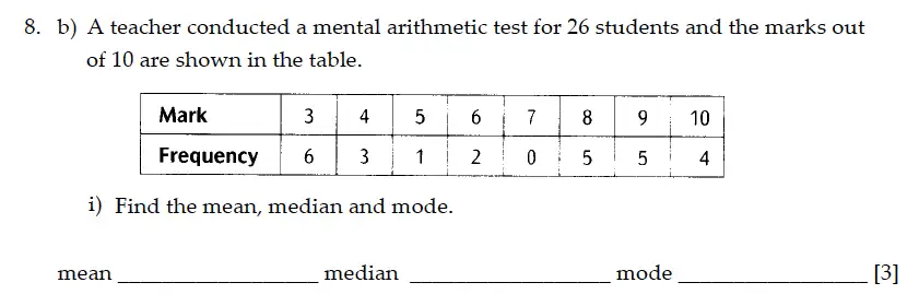 Question 8(b)(i) - Sevenoaks School – Year 9 Maths Sample Paper 2013