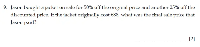 Question 9 - Sevenoaks School – Year 9 Maths Sample Paper 2013