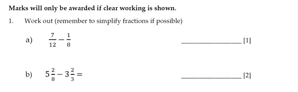 Question 1(a,b) - Sevenoaks School – Year 9 Maths Sample Paper 2014