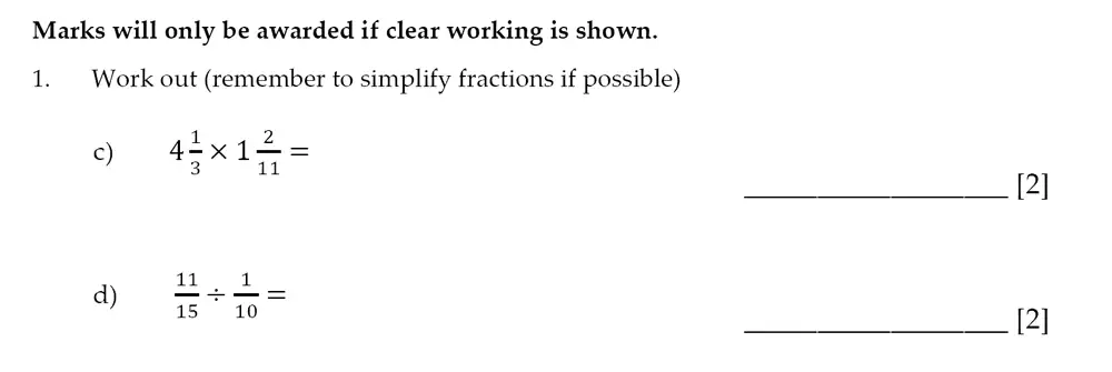 Question 1(c,d) - Sevenoaks School – Year 9 Maths Sample Paper 2014