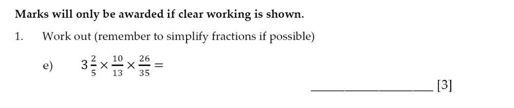 Question 1(e) - Sevenoaks School – Year 9 Maths Sample Paper 2014