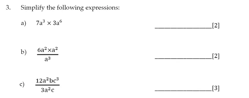 Question 3(a,b,c) - Sevenoaks School – Year 9 Maths Sample Paper 2014