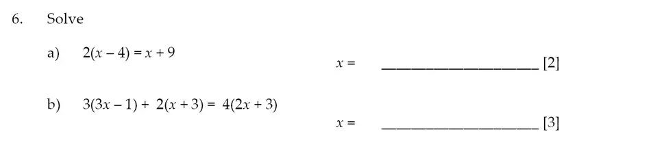 Question 6(a,b) - Sevenoaks School – Year 9 Maths Sample Paper 2014