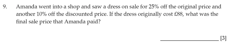 Question 9 - Sevenoaks School – Year 9 Maths Sample Paper 2014