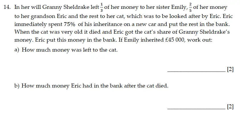 Question 14(14(a),14(b)) - Sevenoaks School – Year 9 Maths Sample Paper 2015