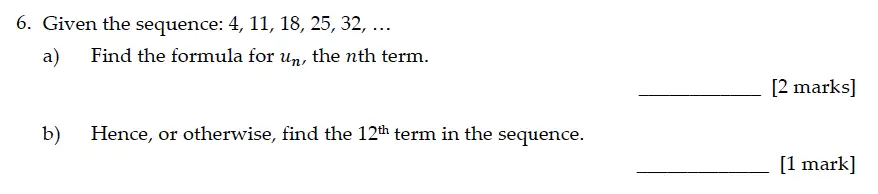 Question 6(a,b) - Sevenoaks School – Year 9 Maths Sample Paper 2016