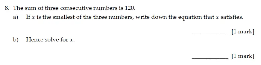 Question 8(a,b) - Sevenoaks School – Year 9 Maths Sample Paper 2016
