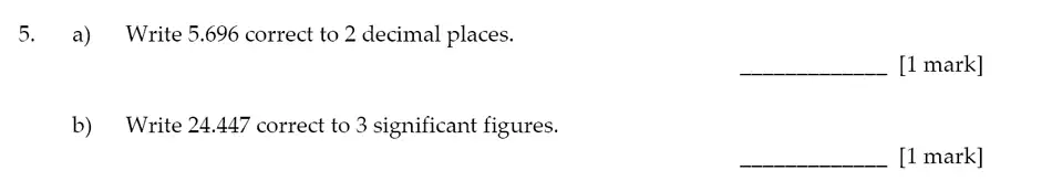 Question 5(a,b) - Sevenoaks School – Year 9 Maths Sample Paper 2017