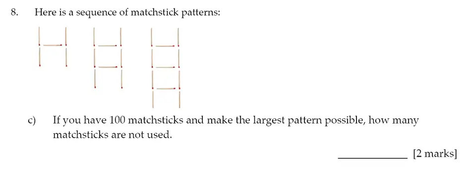 Question 8(c) - Sevenoaks School – Year 9 Maths Sample Paper 2017