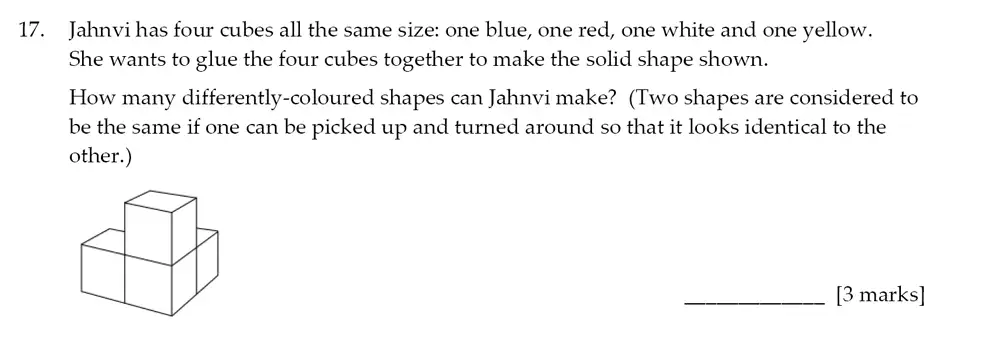 Question 17 - Sevenoaks School – Year 9 Maths Sample Paper 2017
