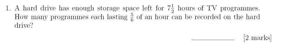 Question 1 - Sevenoaks School – Year 9 Maths Sample Paper 2018