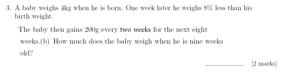 Question 3(b) - Sevenoaks School – Year 9 Maths Sample Paper 2018
