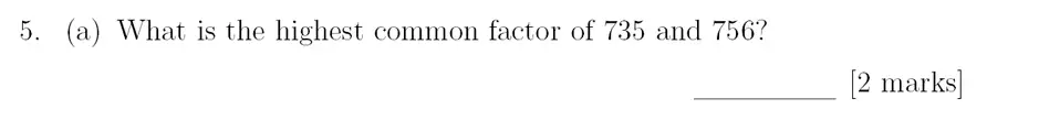 Question 5(a) - Sevenoaks School – Year 9 Maths Sample Paper 2018