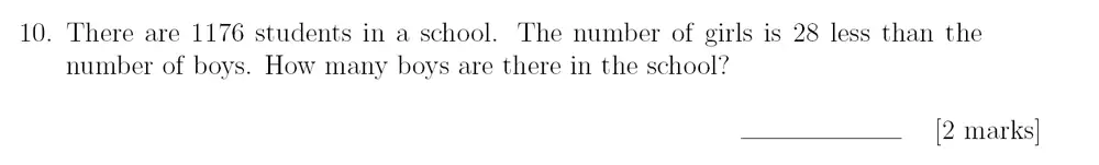 Question 10 - Sevenoaks School – Year 9 Maths Sample Paper 2018