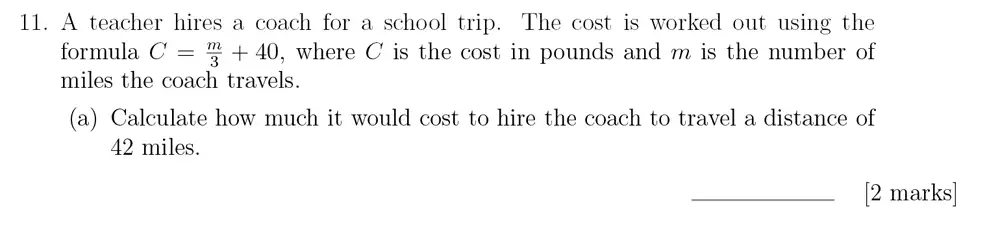 Question 11(a) - Sevenoaks School – Year 9 Maths Sample Paper 2018