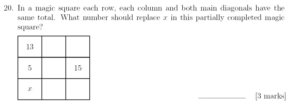 Question 20 - Sevenoaks School – Year 9 Maths Sample Paper 2018