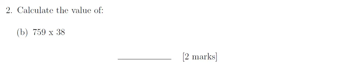 Question 2(b) - Sevenoaks School – Year 9 Maths Sample Paper 2019