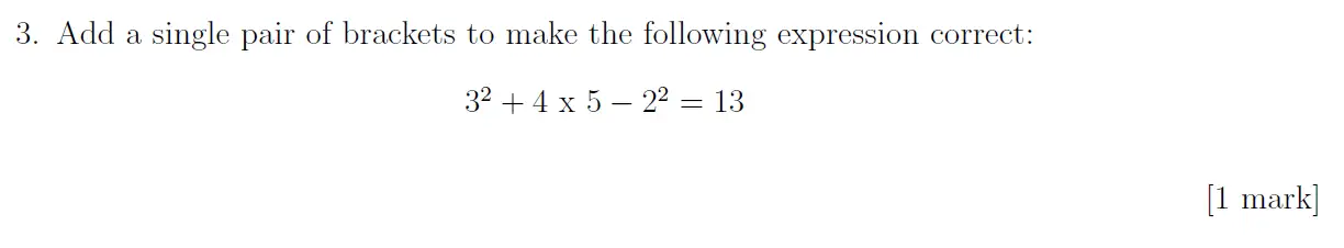 Question 3 - Sevenoaks School – Year 9 Maths Sample Paper 2019