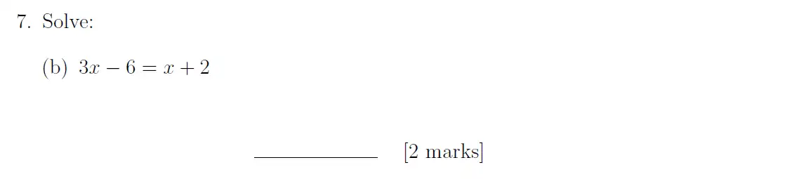 Question 7(b) - Sevenoaks School – Year 9 Maths Sample Paper 2019