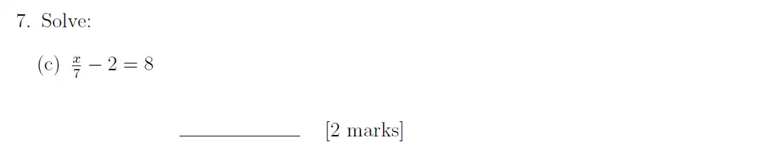 Question 7(c) - Sevenoaks School – Year 9 Maths Sample Paper 2019