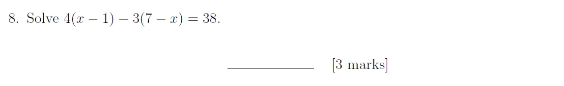 Question 8 - Sevenoaks School – Year 9 Maths Sample Paper 2019