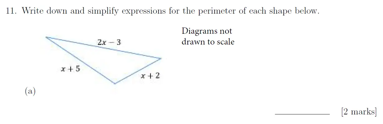Question 11(a) - Sevenoaks School – Year 9 Maths Sample Paper 2019