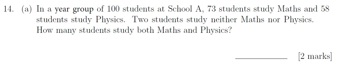 Question 14(a) - Sevenoaks School – Year 9 Maths Sample Paper 2019