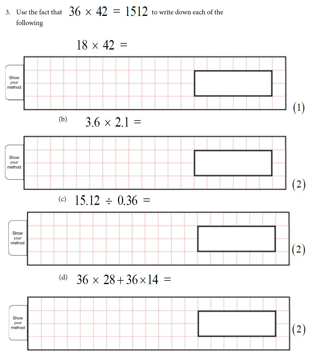 Question 3(a,b,c,d) - St Alban's School – 13 Plus Maths Exam Paper 2019