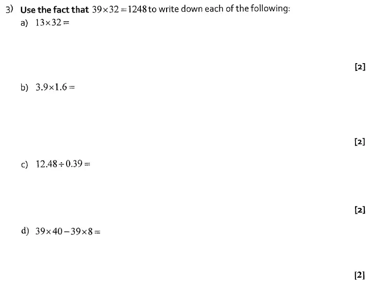 Question 3(a,b,c,d) - St Albans School, Hertfordshire – 13 Plus Entrance Exam Maths Paper 2016