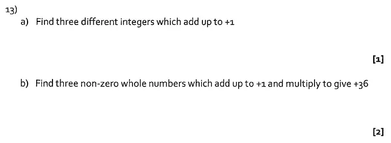 Question 13(13(a),13(b)) - St Albans School, Hertfordshire – 13 Plus Entrance Exam Maths Paper 2016