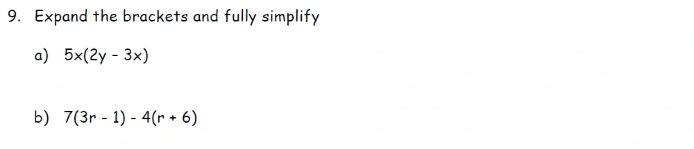 Question 09(a, b) - St Francis College Year 9 Maths Practice Entrance Paper 2026
