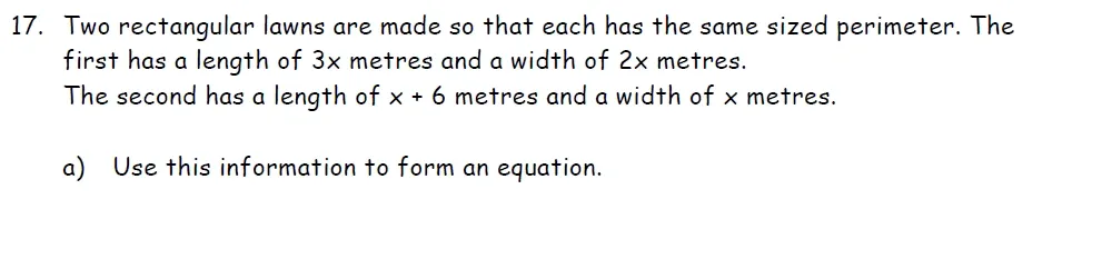 Question 17(a) - St Francis College Year 9 Maths Practice Entrance Paper 2026