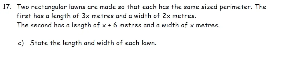 Question 17(c) - St Francis College Year 9 Maths Practice Entrance Paper 2026
