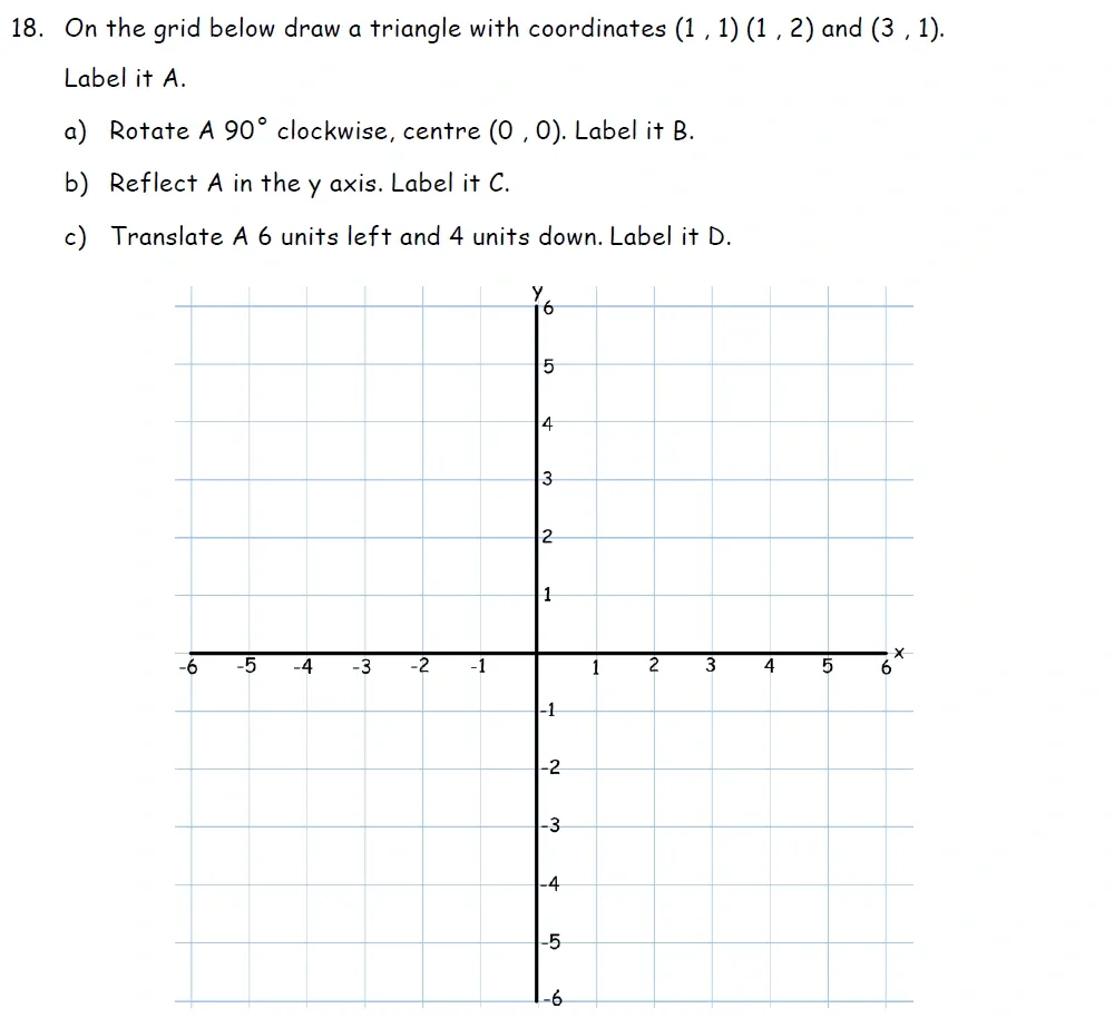Question 18(a, b, c) - St Francis College Year 9 Maths Practice Extrance Paper