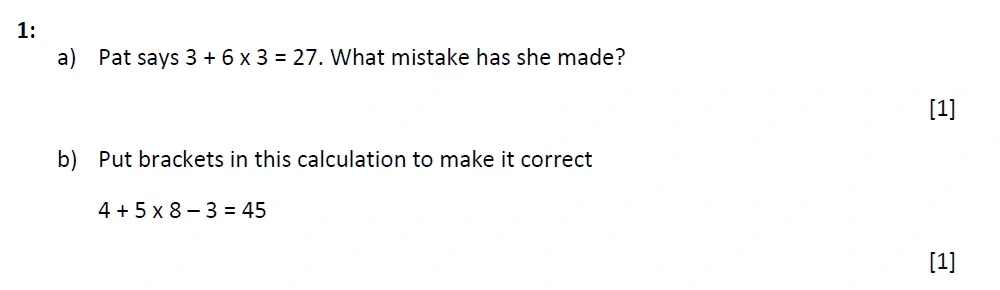 Question 01(a, b) - St Marys Crosby 13 Plus Maths Test Sample Paper 2025