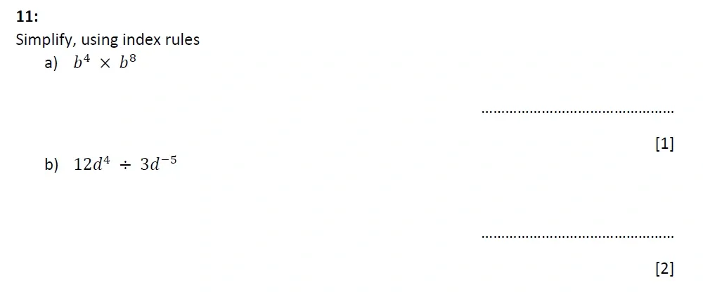 Question 11(a,b) - St Marys Crosby 13 Plus Maths Test Sample Paper