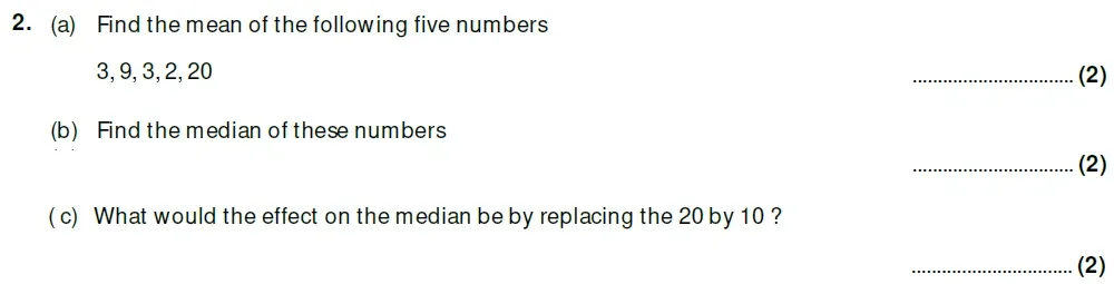Question 02(a, b, c) - Taunton School 13 Plus Academic Scholarships Maths Sample Paper