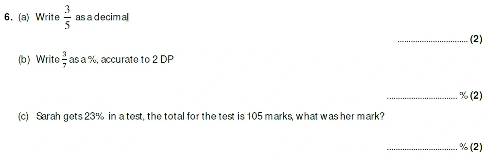Question 06(a, b, c) - Taunton School 13 Plus Academic Scholarships Maths Sample Paper