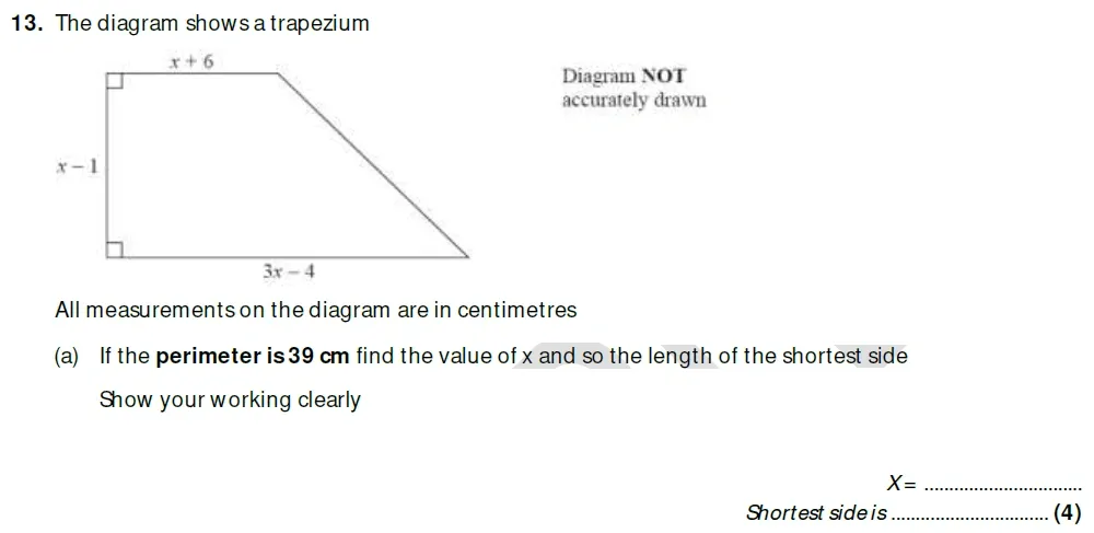 Question 13(a) - Taunton School 13 Plus Academic Scholarships Maths Sample Paper