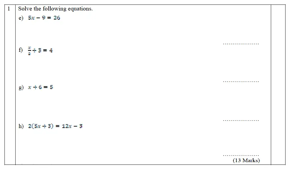 Question 02 - The John Lyon School – 13 Plus Maths Entrance Exam 2011
