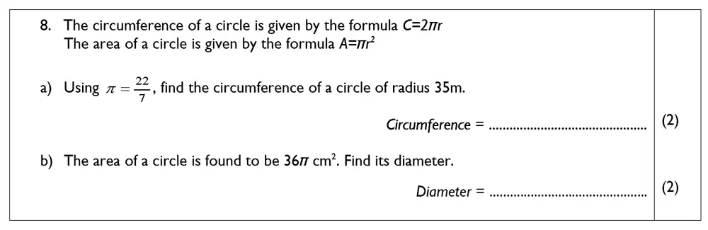 Question 8(a,b) - The John Lyon School – 13 Plus Maths Sample Paper 2023