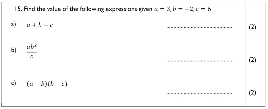 Question 15(15(a),15(b),15(c)) - The John Lyon School – 13 Plus Maths Sample Paper 2023