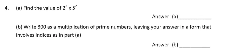 Question 4(a,b) - The Perse Upper School – Year 9 Maths Specimen Paper 1 2023