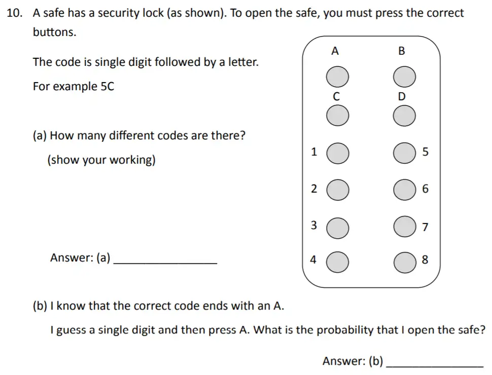 Question 10(10(a),10(b)) - The Perse Upper School – Year 9 Maths Specimen Paper 2 2023
