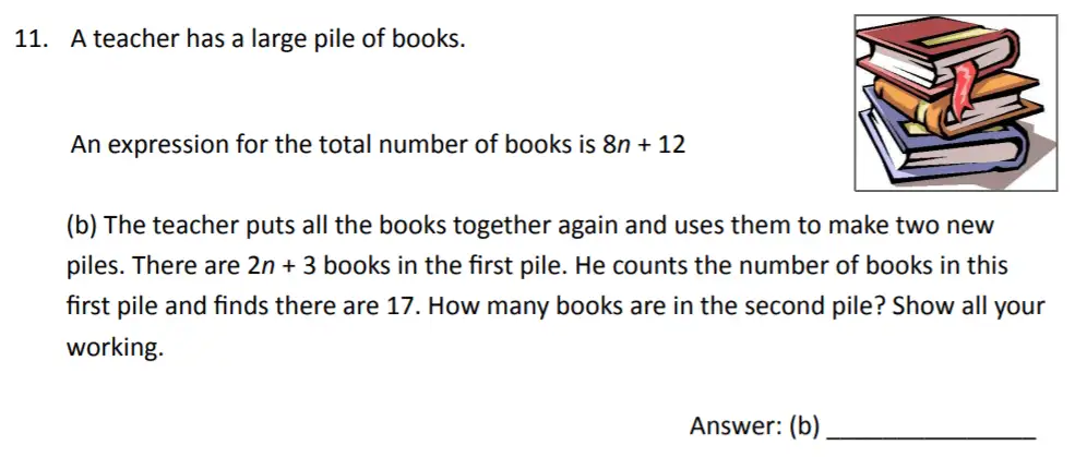 Question 11(b) - The Perse Upper School – Year 9 Maths Specimen Paper 2 2023